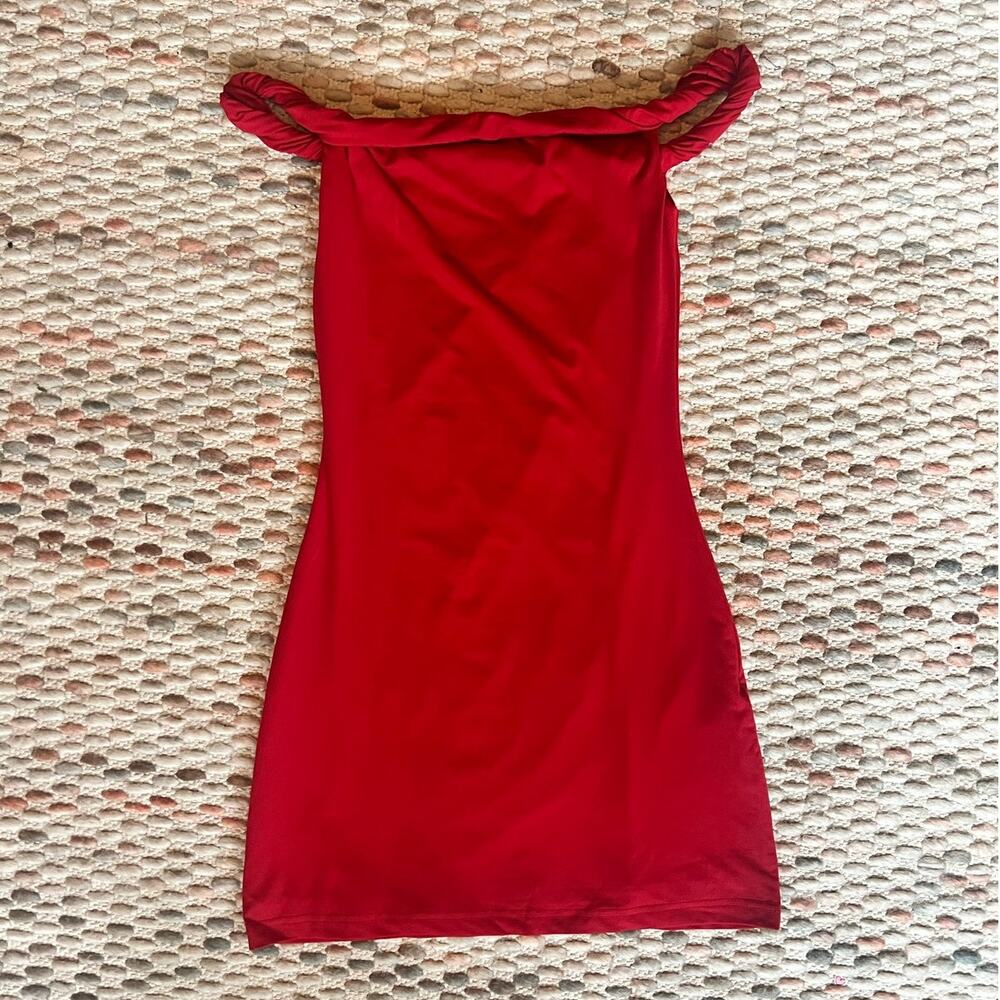 Womens Peppermayo Arabella Twist Shoulder Mini Dress in Red